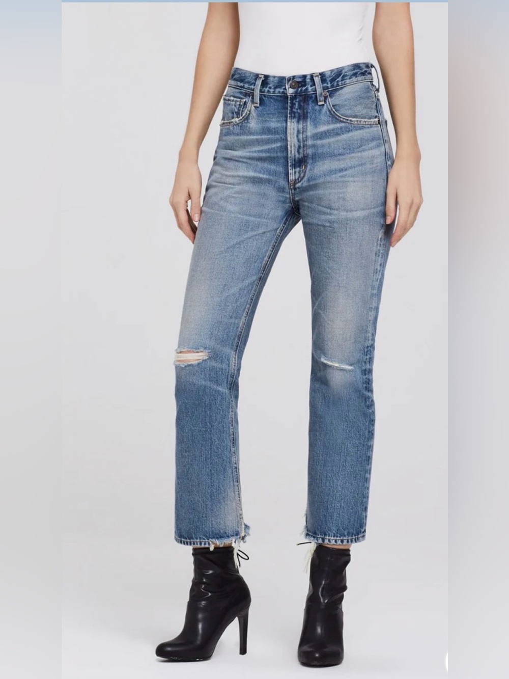 Citizens of Humanity - Estella High Rise Ankle Chewed Fray Flare Jeans